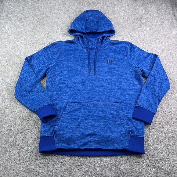 Under Armour Other - Under Armour Hoodie Mens Medium Blue Heathered Fleece Cold Gear Sweatshirt
